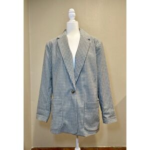 A New Day‎ Plaid Oversized Blazer Women's Large Blue/Gray